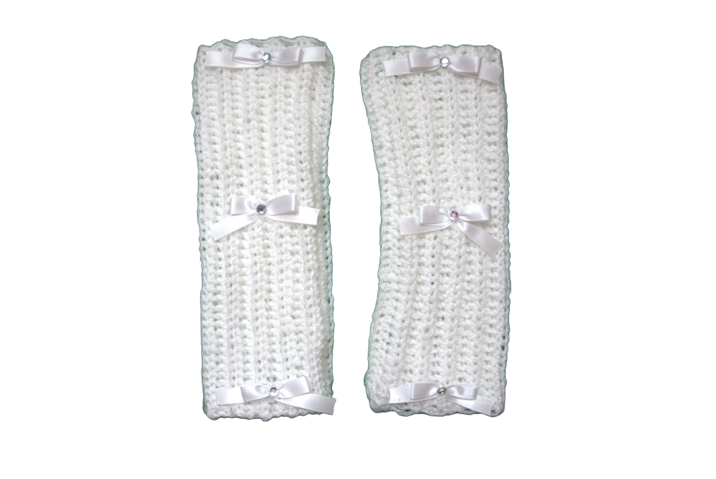 MIMOSA FINGERLESS GLOVES ☆ (WHITE WITH WHITE BOWS)