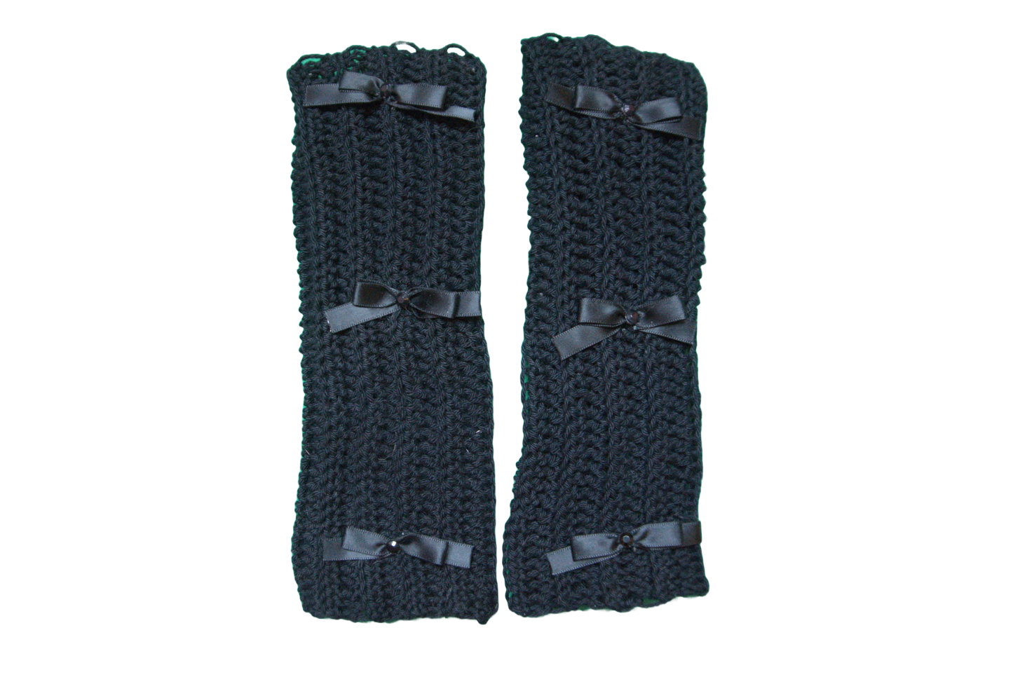 MIMOSA FINGERLESS GLOVES ☆ (BLACK WITH BLACK BOWS)