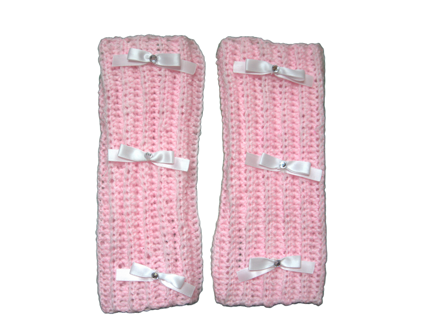 MIMOSA FINGERLESS GLOVES ☆ (PINK WITH WHITE BOWS)