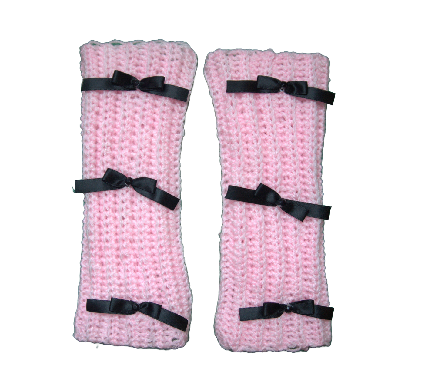 MIMOSA FINGERLESS GLOVES ☆ (PINK WITH BLACK BOWS)