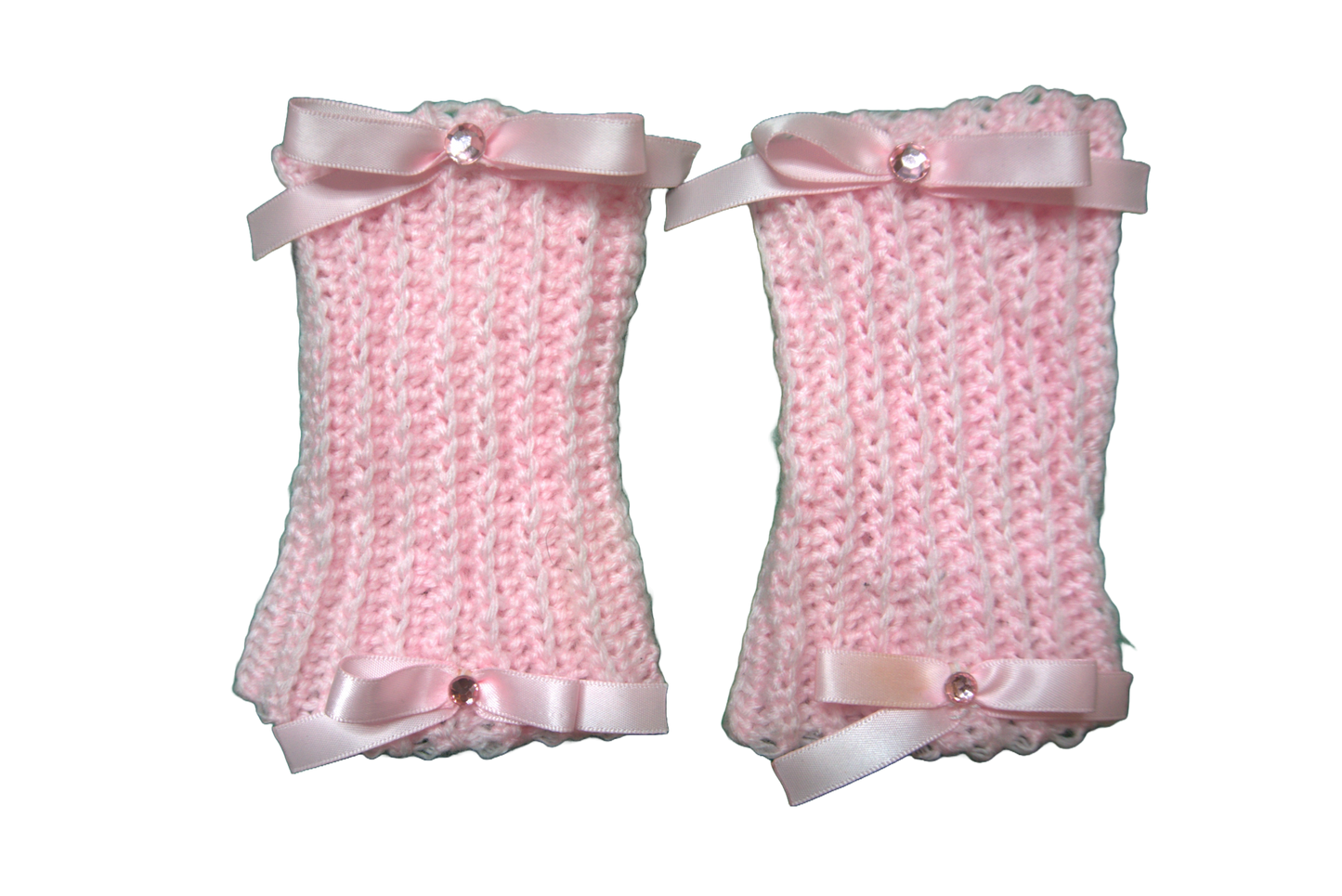 DELILAH SHORT ARM/WRIST WARMERS ☆ (PINK WITH PINK BOWS)
