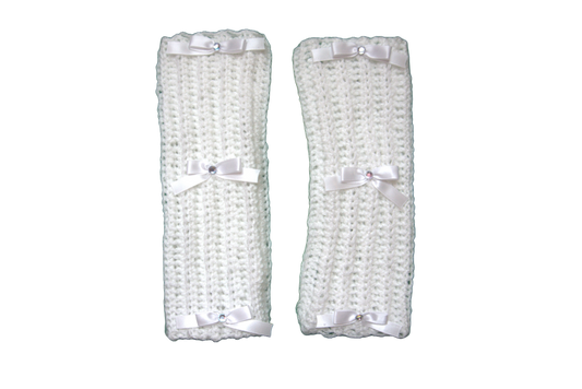 MIMOSA FINGERLESS GLOVES ☆ (WHITE WITH WHITE BOWS)