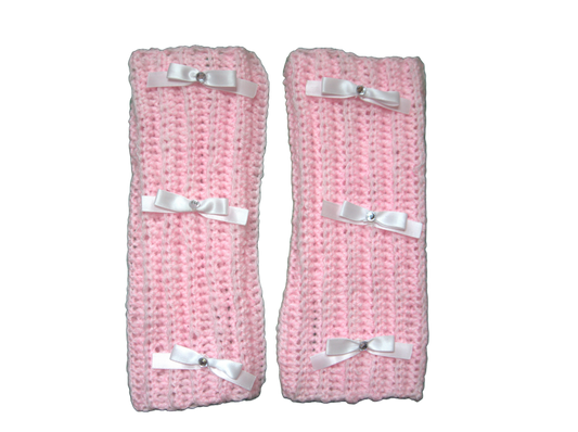 MIMOSA FINGERLESS GLOVES ☆ (PINK WITH WHITE BOWS)